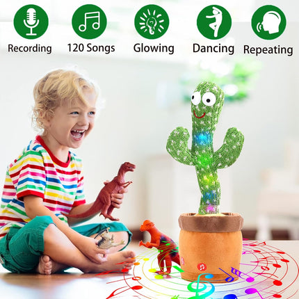 Dancing Talking Cactus Toy – Repeats Words, Sings 120 Songs, LED Light