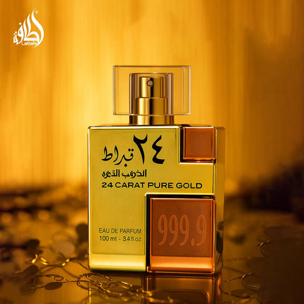 Lattafa 24 Carat Pure Gold Perfume Unisex 100ml Eau de Parfum Oud Amber Fragrance