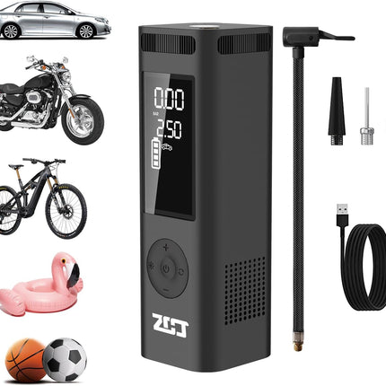 150PSI Portable Tire Inflator, Cordless Air Compressor with 6000mAh Battery & LED