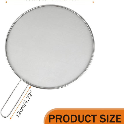 13" Stainless Steel Splatter Guard, Grease Screen for Frying Pans, Pots & Skillets