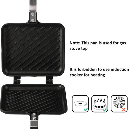 Stovetop Sandwich Maker Non-Stick Aluminum Flip Pan for Grilled Cheese Panini