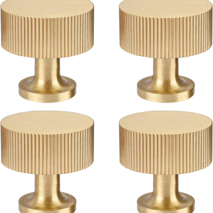 4Pcs Solid Brass Cabinet Knobs Gold Drawer Pull Handles Brushed Finish