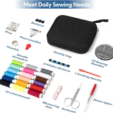 87PCS Sewing Kit with Embroidery Supplies Needles Thread Scissors Set