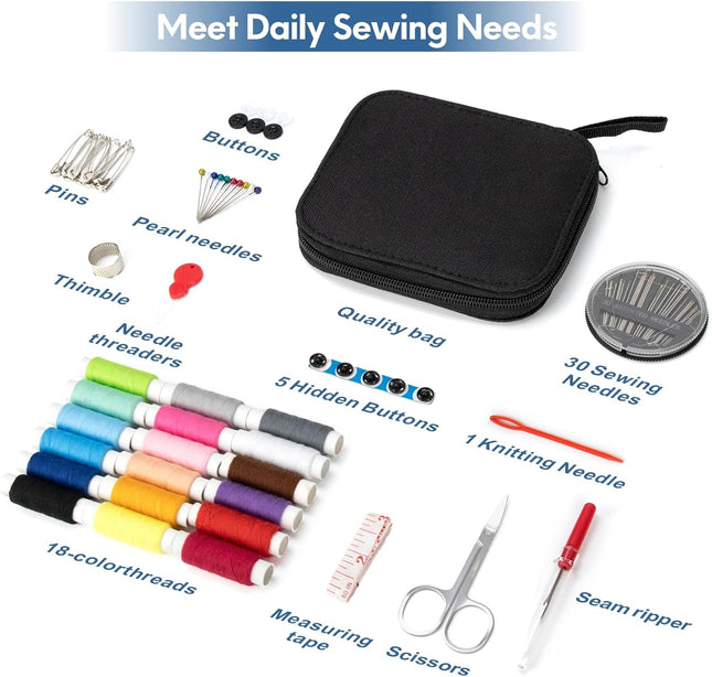 87PCS Sewing Kit with Embroidery Supplies Needles Thread Scissors Set