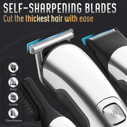 6-in-1 Beard & Body Trimmer for Men, Waterproof Electric Razor, USB Rechargeable, Silver