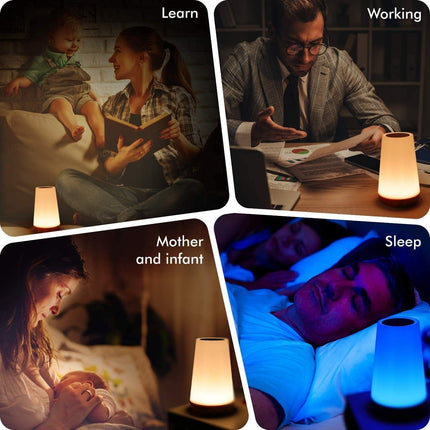 Touch Night Light with 13 RGB Colors, 5 Brightness Levels, Bedroom Lamp