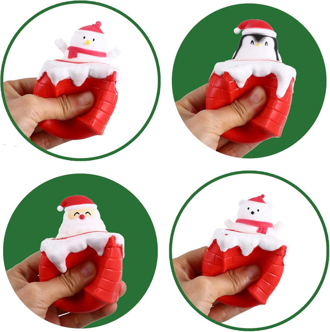 4 PCS Christmas Squishy Toys Party Favors Stocking Stuffers Goodie Bag Fillers