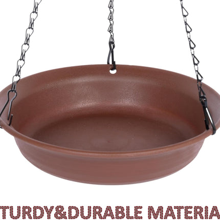 12" Hanging Bird Bath, Outdoor Bird Water Feeder Bowl, Plastic Garden Tray