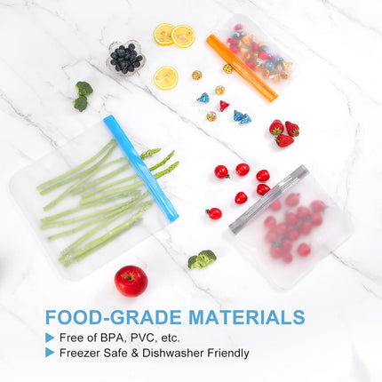 10-Pack Reusable Food Storage Bags – Leakproof, BPA-Free, Dishwasher Safe