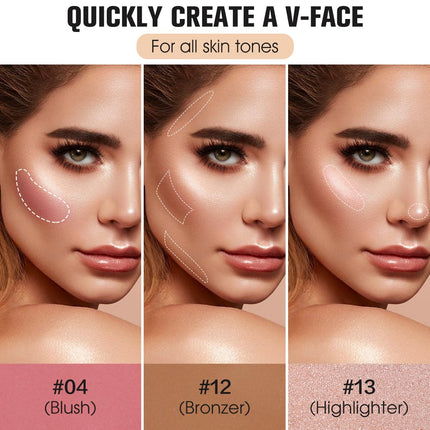 16-Color Contour Palette – Blush, Highlighter & Bronzer All-in-One Kit