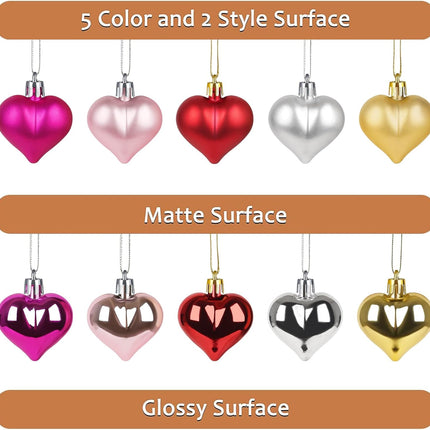15-Piece Heart-Shaped Ornaments – Christmas Tree & Party Decorations