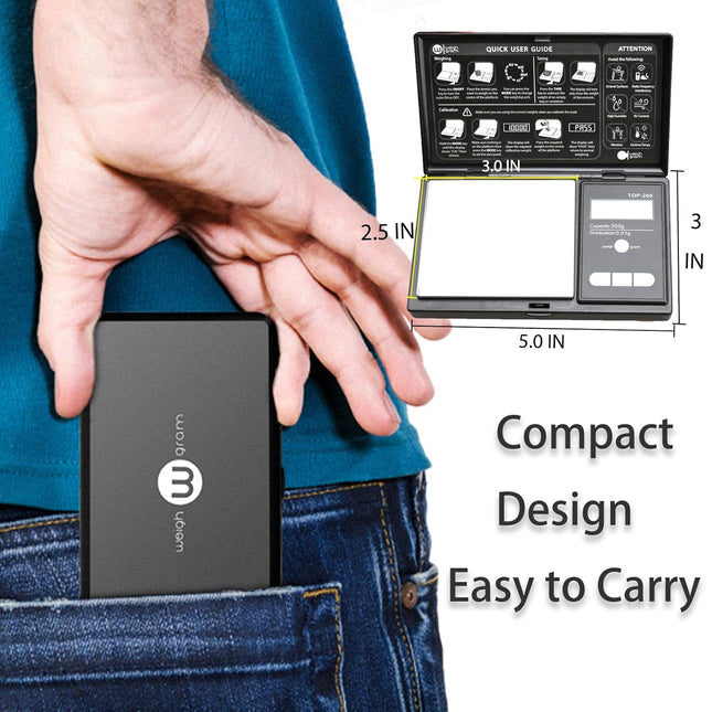 200g Digital Pocket Scale, 0.01g Accuracy with 100g Calibration Weight