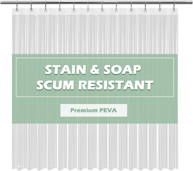 Crystal Clear Shower Curtain Liner 72x72 PEVA Waterproof Rustproof Grommets