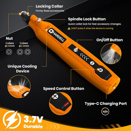 Mini Cordless Rotary Tool Kit – 5-Speed USB Tool with 69 Accessories