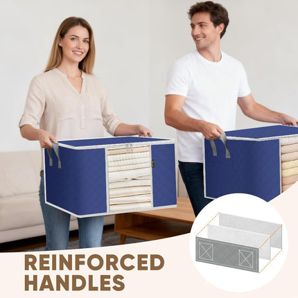 2 Pack 24 Gallon Clothes Storage Bags, Blue, Reinforced Handles, Zippered