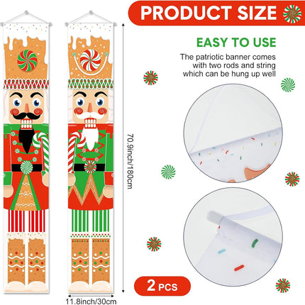 2pcs Christmas Soldier Porch Banners – Lollipop Front Door Holiday Decorations