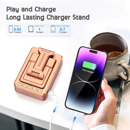 Foldable Phone Stand with Bluetooth Speaker & Charging – Rose Gold Gift