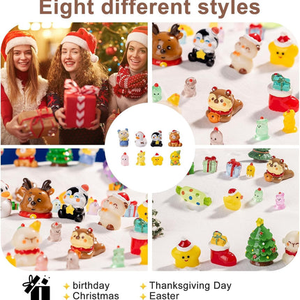 54PCS Mini Christmas Figurines – Resin Ornaments for Table & Window Decor