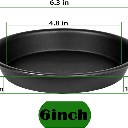 6 Pack 6" Plant Saucer Trays, Heavy Duty Plastic Pot Water Trays, Black