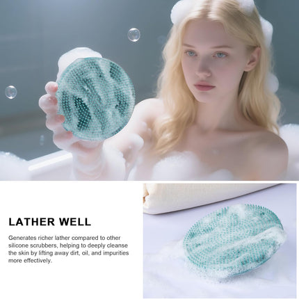 Silicone Body Scrubber – Gentle Exfoliating, Deep Clean, Dark Green & Pink