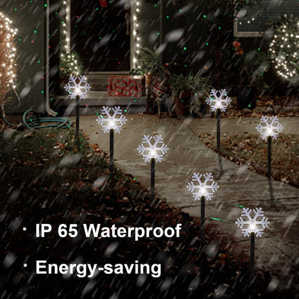 5-Pack Solar Snowflake Pathway Lights, Cool White, Outdoor Xmas Stake Markers