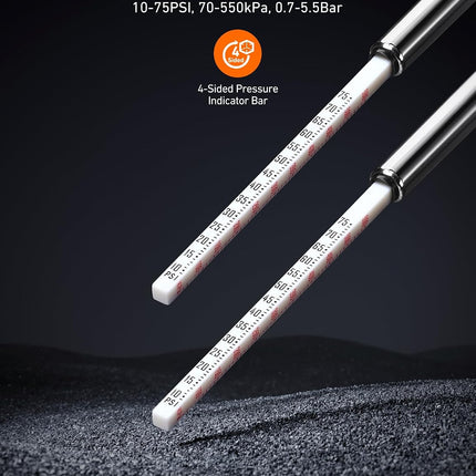 2-Pack Pencil Tire Pressure Gauge 10-75 PSI, ANSI Grade B, Stainless Steel Body