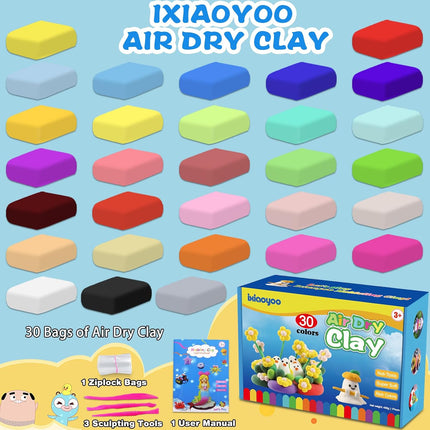 30 Color Air Dry Foam Clay, Soft Modeling Clay for Kids DIY Crafts & Projects