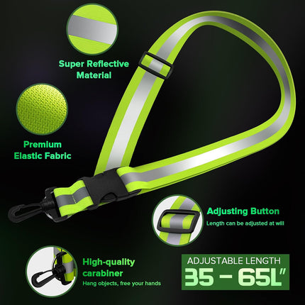 Reflective Safety Sash with 2 Armbands, Adjustable High Visibility Gear for Night Walking
