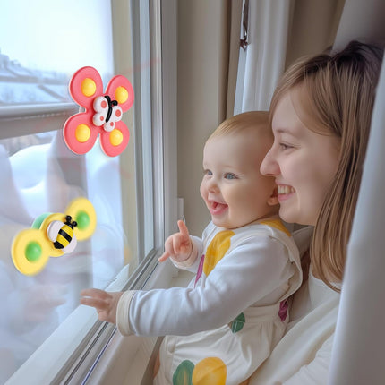 3PCS Baby Spinner Toys, Suction Cup Sensory Toy Birthday Gift for Toddlers