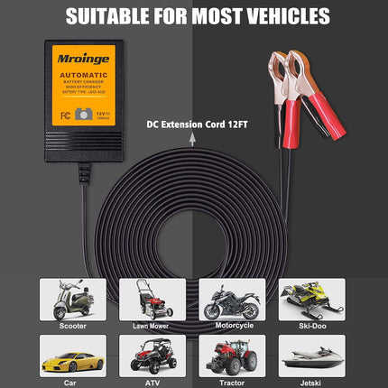 12V 1000mA Smart Battery Charger & Maintainer – Automatic Float Charger for Vehicles