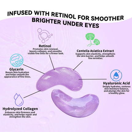 24 Pairs Retinol Under Eye Patches for Dark Circles Puffiness & Wrinkles