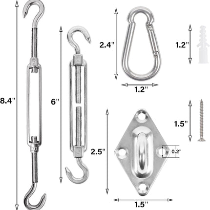 80PCS Shade Sail Hardware Kit, 6" Stainless Steel for Garden & Outdoors