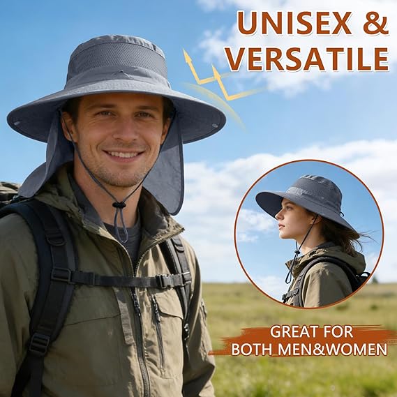 Sun Hat with Neck Flap for Fishing, Hiking & Safari – UPF 50+ Waterproof