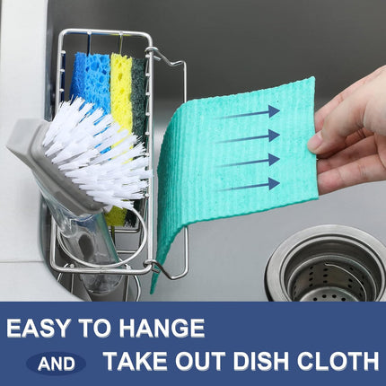 3-in-1 Kitchen Sink Sponge Holder – Suction & Wall-Mount, Stainless Steel