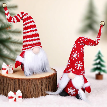 2PCS Christmas Gnomes Plush – Handmade Elf Santa Ornaments for Home Decor
