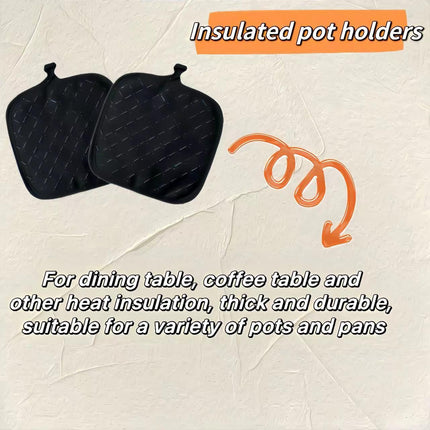 4-Piece Oven Mitts & Pan Rack Set, Heat Resistant 500°F, Silicone Grip, Black