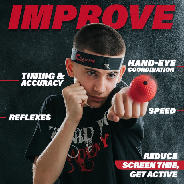 Boxing Reflex Ball Set – 4 Weighted Balls, Headband & Punch Counter App