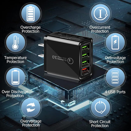 USB Wall Charger 40W 4-Port – LED Fast Charging Block for Phones & Devices