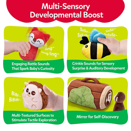 Jungle Plush Animal Toy Set for Babies 6–12 Months – Montessori & Sensory