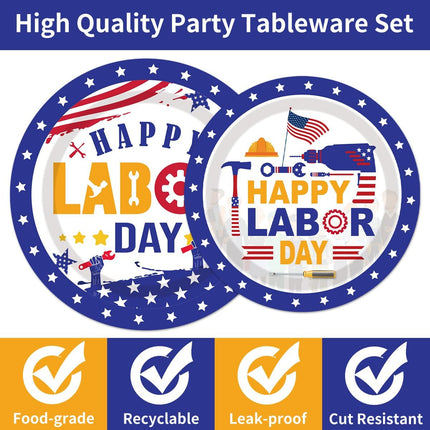 96 Pcs Labor Day Plates Napkins Party Supplies Disposable Tableware Set