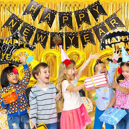 Happy New Year 2026 Party Supplies Kit – Banner, Foil & Latex Balloons