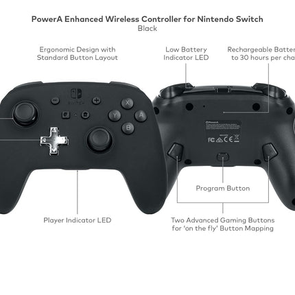 Official Licensed Wireless Gamepad for Nintendo Switch, Switch 2, Lite – Black