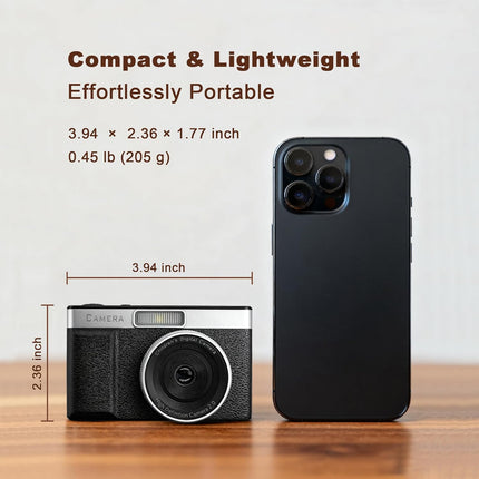 Black Digital Camera 1080P 2" Flip Screen 8X Zoom Portable Vlogging with 32GB