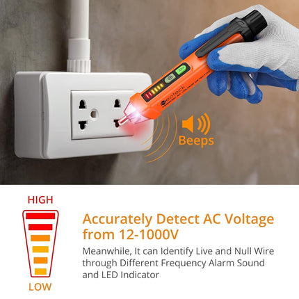 AC Voltage Detector Pen with Buzzer Alarm and LED Light for Wire Testing