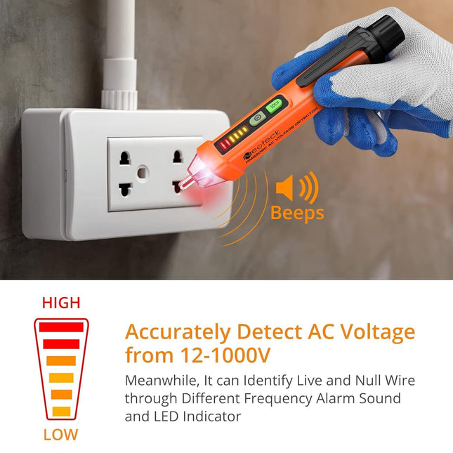 AC Voltage Detector Pen with Buzzer Alarm and LED Light for Wire Testing