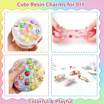 120PCS Mixed Color Slime Charms Flatback Resin Charms for DIY Crafts