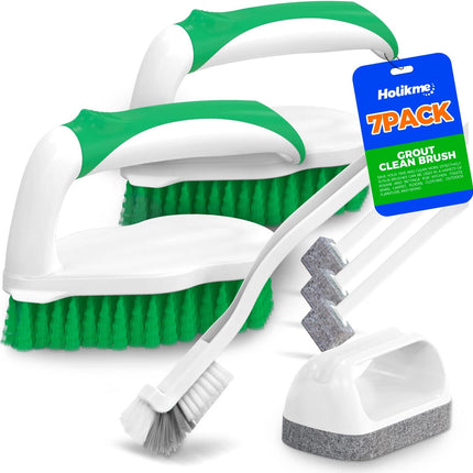 7-Pack Deep Cleaning Brush Set – Scrub Pads with Scraper Tip, Green