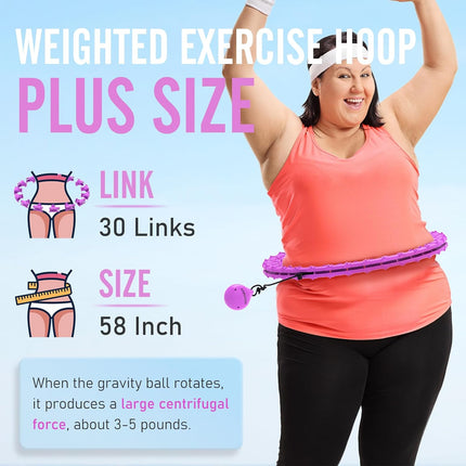 Weighted Hula Hoop for Adults 30 Detachable Links Infinity Fitness Exercise Hoop