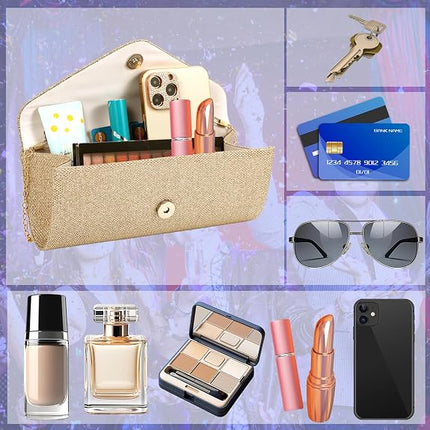 Clutch Purse for Women Evening Envelope Bag Sparkle Elegance Detachable Chain