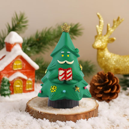 Cute Mini Santa Reading Tree Figurine – 3.9" Xmas Desk Decoration